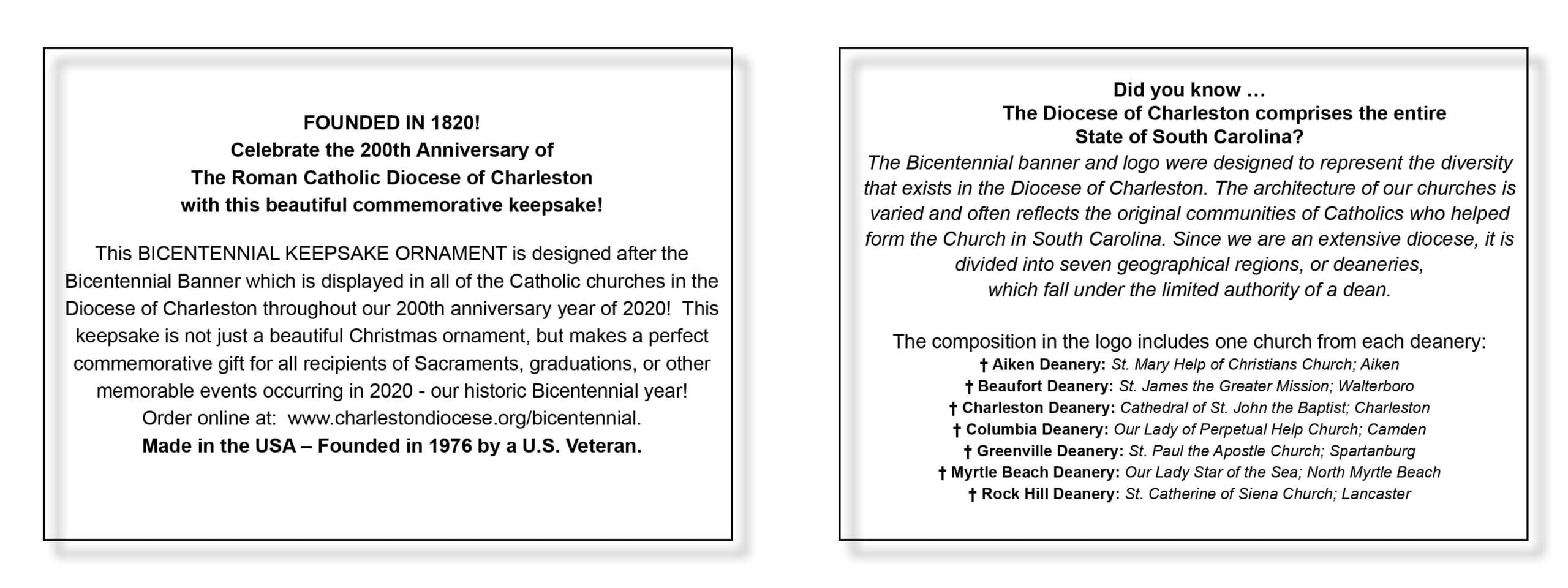 Roman Catholic Diocese of Charleston Information Card