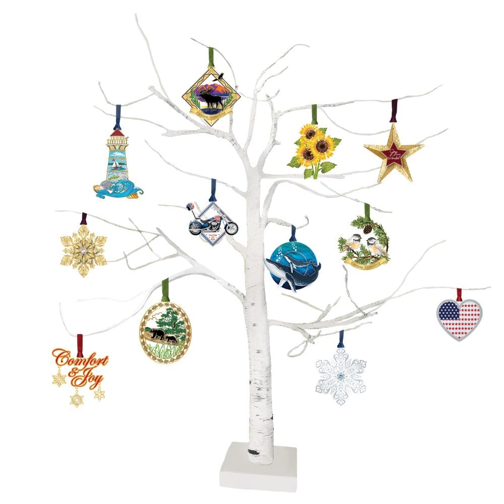 Lighted Birch Tree Christmas Display