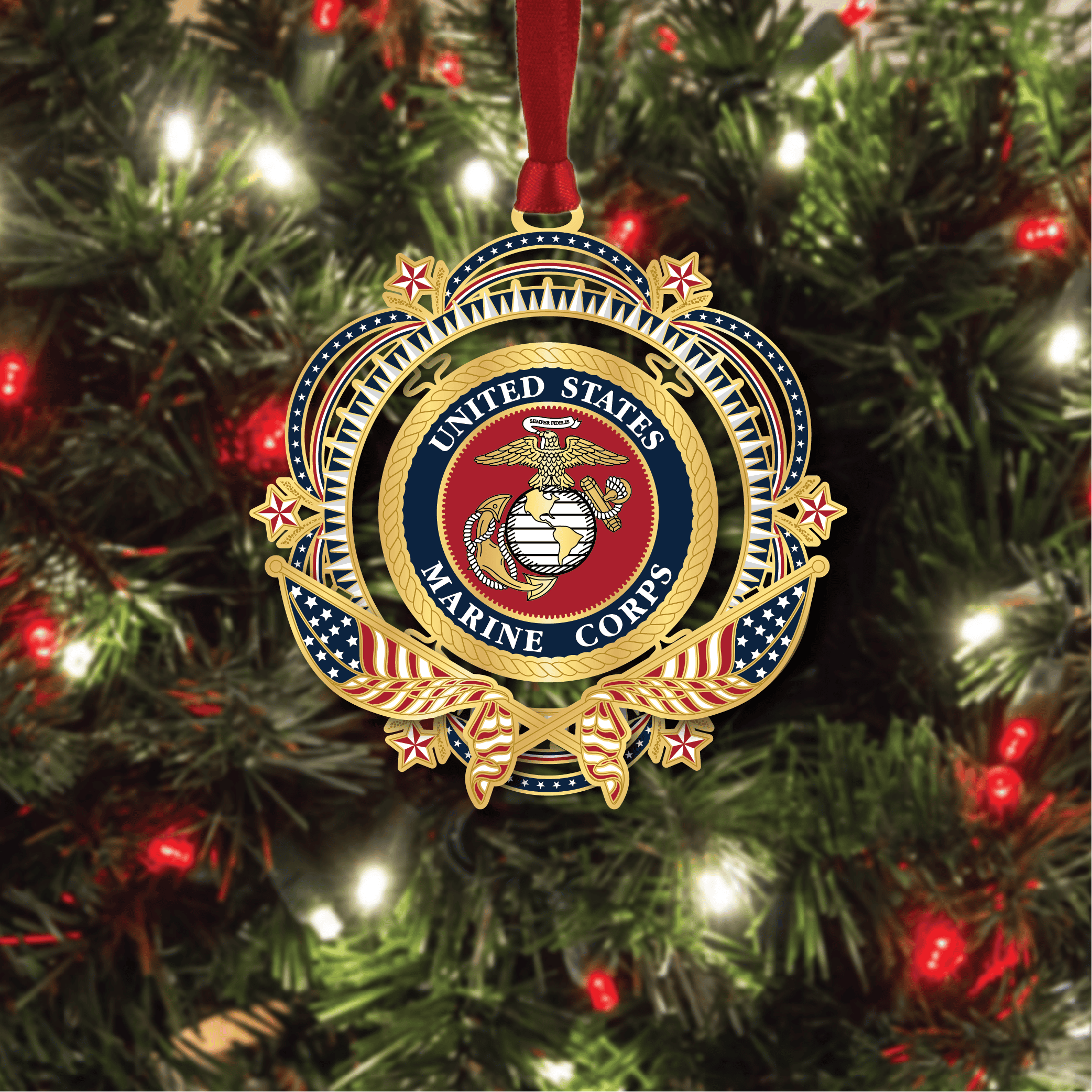 Patriotic U.S. Marine Corps w/ Oval Namedrop