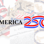 Close-ups of the Official Commemorative Ornament Collection for America's 250th with the America250 logo over the pictures.